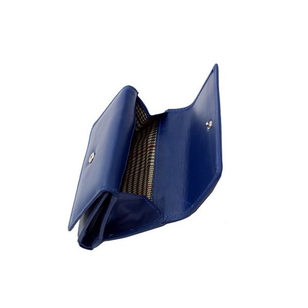 Ladies RFID Blocking Compact Lightweight Soft Genuine Nappa Leather Purse 5545 (Blue)